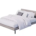 Modern Double Bed With Light Gray Headboard White Bedding And Black Legs 3d model