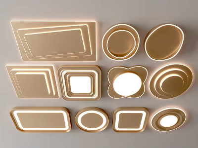 Modern Golden Ceiling Lights with Various Shapes and Stylish Design Options 3d model