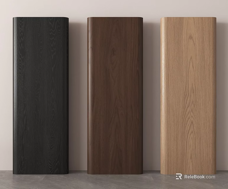 Modern Wood Texture Wall Panels with Three Color Options for Interior Design Projects 3d model