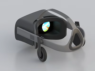 Modern VR Headset With Black And Gray Design And Colorful Lens 3d model