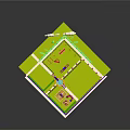 Colorful 3D Playground Scene With Green Lawn Play Equipment And White Clouds