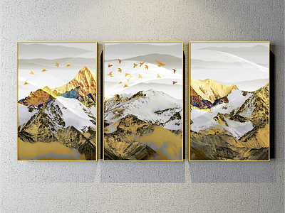 Modern Landscape Painting Gold and Silver Living Room Abstract Color Block Decorative Painting model