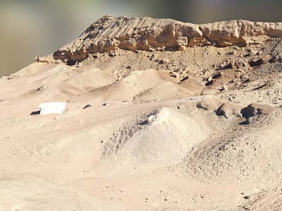 Natural Garden Landscape Featuring Sandy Dunes Rocky Outcrops and White Decorative Elements 3d model