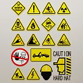 Various Safety Warning Signs Including Biohazard Radiation Slip Hazard No Touch And Hard Hat Icons