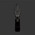 Futuristic Sci Fi Pistol With Metallic Body Wooden Grip And Intricate Design Details