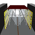 Structural Construction Framework With Metal Scaffolding Red Roof And Side Frames 3d model