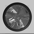 Modern Car Tire With Deep Tread Pattern And Silver Alloy Rim For Passenger Vehicles