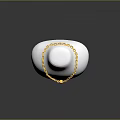 Gold Necklace With Chain Link Design Round Pendant On White Mannequin Transparent Base