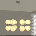 Modern Multi Globe Chandelier With White Spherical Shades And Metal Frame In Indoor Space