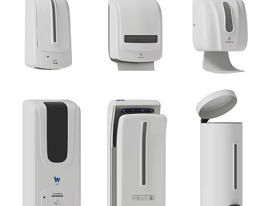Various White Household Electrical Appliances With Dispensers And Holders For Home Use 3d model