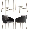 Modern Luxury Bar Stools With Black Leather Upholstery And Metal Frame Design