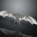 Gray Bat 3D Model With Large Wings In Standing Pose On Reflective Background 3d model