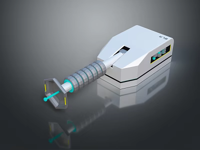 Modern White Computer Mouse With Retractable Cable And Blue LED Indicators 3d model
