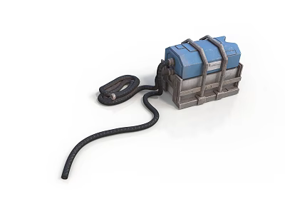 Durable Equipment Case With Blue Lid Gray Body Straps And Black Hose 3d model