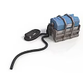 Durable Equipment Case With Blue Lid Gray Body Straps And Black Hose