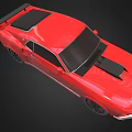 Red Vintage Sports Car With Black Hood Scoop And Modern Black Wheels Design