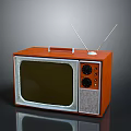 Vintage TV Set With Wooden Case Antennas Control Knobs And Classic Screen 3d model