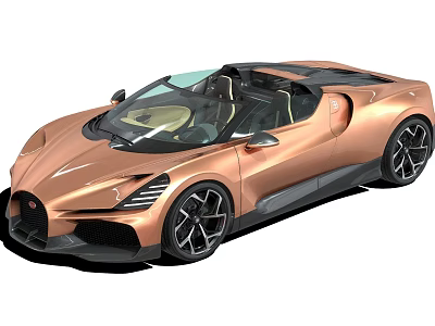 Rose Gold Convertible Sports Car With Sleek Aerodynamic Exterior And Large Alloy Wheels 3d model