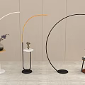 Modern Arc Floor Lamps with Side Tables Decorative Vases and Plants