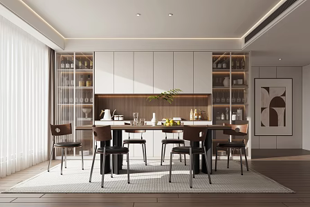 modern dining table and chair 3d model