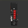 Industrial Mechanical Equipment With Black Body Red Components Yellow Base Long Tube And Square Box