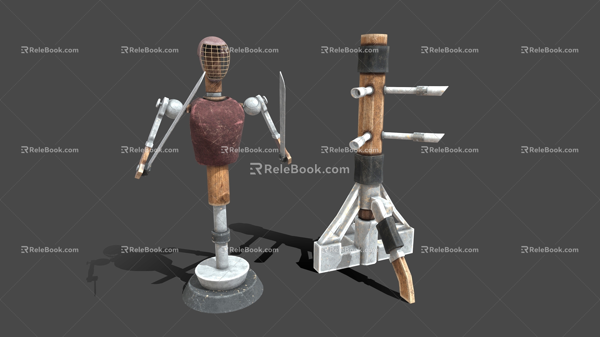 stake dummy training equipment military equipment samurai sports equipment 3d model