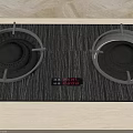 Modern Kitchen Appliance Gas Stove With Two Black Burners And Marble Wall Background