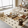Quiet Chinese and ancient style sofa tea table combination multi-person sofa leisure chair floor lamp ornaments 3d model