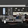 Elegant Modern Living Dining Room Interior With Sofa Coffee Table Artwork And Bookshelves