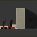 Vintage Computer Setup With Old Style Monitor Keyboard Disk Drive And Red Joysticks