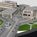 Commercial Complex Layout Design With Connected Buildings Green Space Plaza And Access Roads