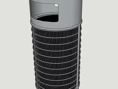 Public Facility Outdoor Trash Bin With Cylindrical Metal Grid Structure For Waste Disposal 3d model
