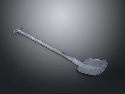 Durable Hardware Shovel Tool With Long Handle And Metal Blade 3d model