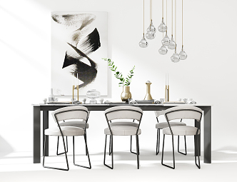 Modern Dining Table and Chair Combination Table and Chair Combination 3d model