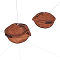 Traditional Ceramic Tea Ware with Turtle Shell Shaped Lids and Textured Surface 3d model