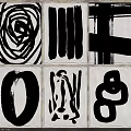 Modern Square Rugs With Abstract Black Line Designs On Light Background