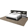 Modern Double Bed With White Bedding Nightstands And Area Rug Design
