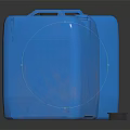Blue Plastic Buckets With Handle And Removable Lid On Reflective Surface 3d model