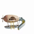 Fun Airship Shaped Kids Bed with Ladder and Slide for Children