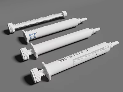 Graduated White Syringes Essential Medical Devices With Accurate Measurement Markings 3d model