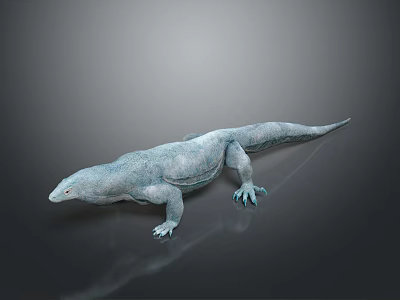 Realistic 3D Rendered Gray Lizard With Detailed Textured Skin On Dark Background 3d model