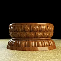 Wooden Sculpture Carving With Intricate Floral Motifs And Round Layered Base