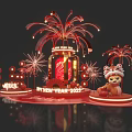 New Year 2025 Photo Spot With Fu Character Fireworks Tiger Doll And Lanterns
