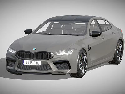 BMW Gray Sports Car With Black Roof Sporty Front Fascia And Red Brake Calipers 3d model