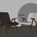 Poliform Modern Accent Chair With Wooden Frame Dark Gray And Beige Upholstered Design