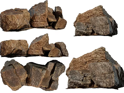 Different Natural Stones and Wood Samples with Diverse Textures and Shapes 3d model