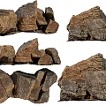 Different Natural Stones and Wood Samples with Diverse Textures and Shapes