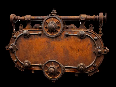 Vintage Industrial Style Rusted Metal Decorative Ornament Set With Gears And Bolts 3d model