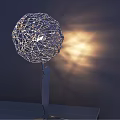 Modern Wire Spherical Table Lamp with Illuminating Light Projection on Background Wall 3d model