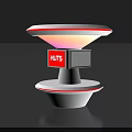 Modern Illuminated White Red Circular Display Shelf With MLTS Digital Screen 3d model